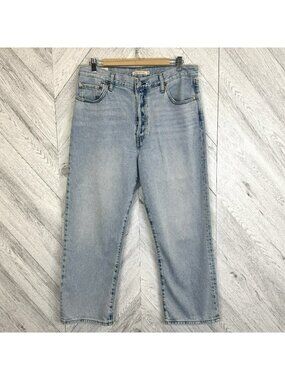 Levi's Ribcage Straight Ankle Denim Jeans Womens Size 32 Light Wash Button Fly